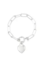 Link Bracelet With Heart Silver