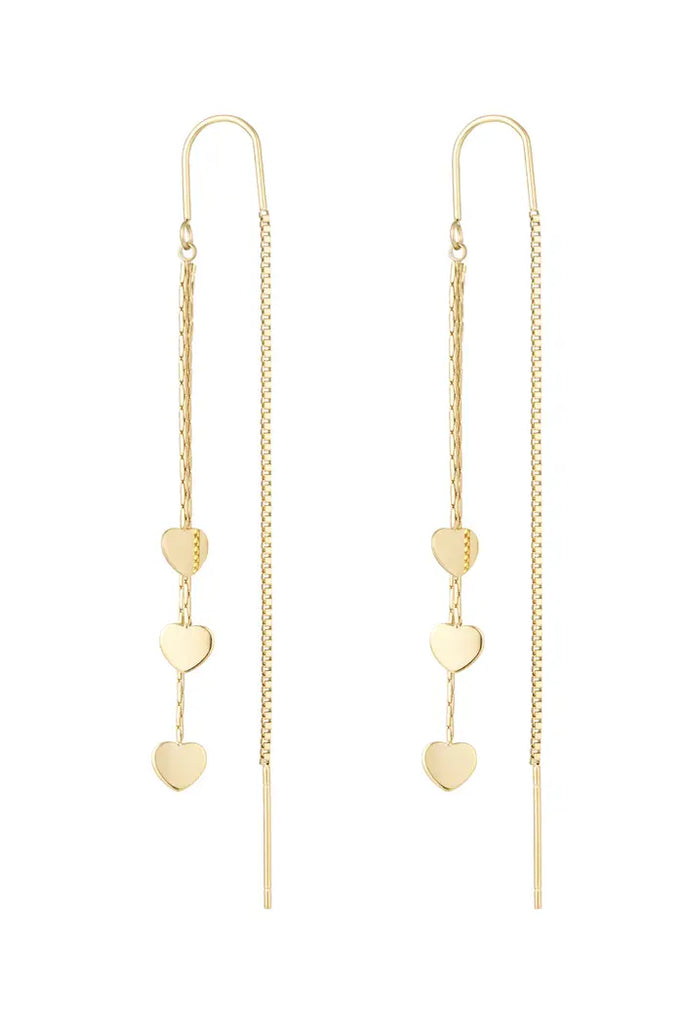 Hanging Earrings 3 Hearts Gold
