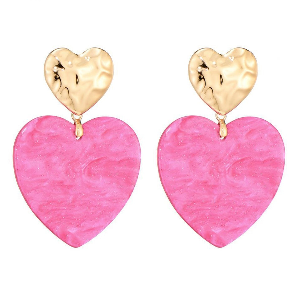 Shell Heart Earrings Pink