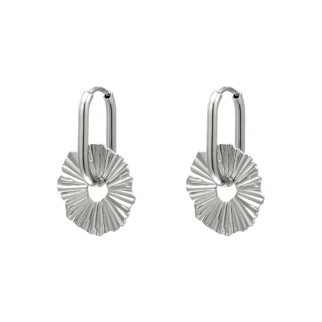 Earrings Abstract Flower Silver