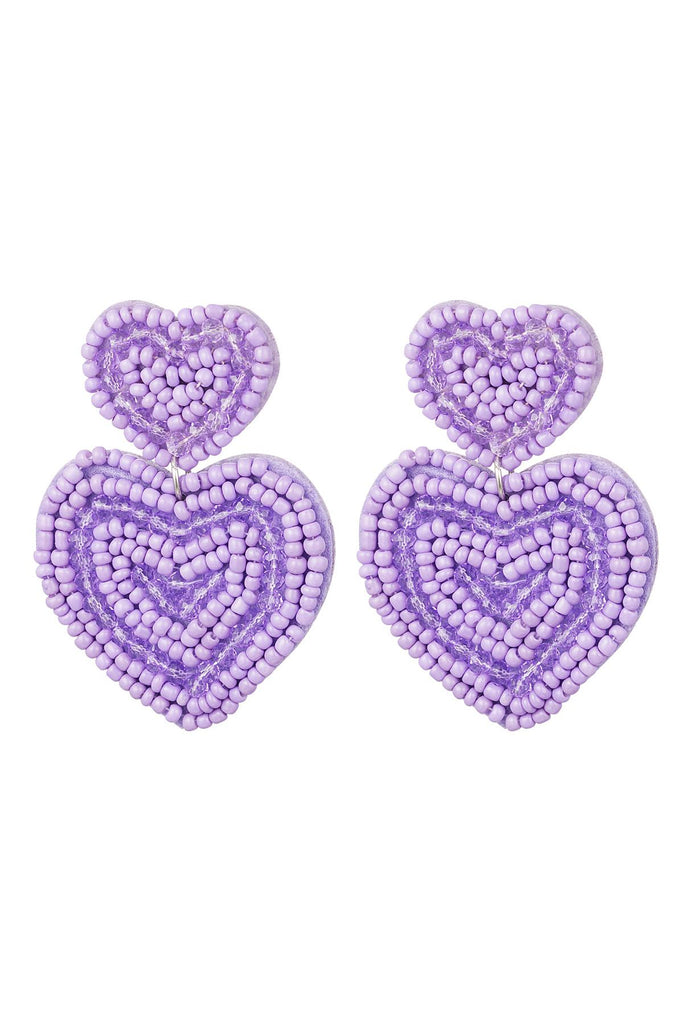 Earrings Big Hearts Lilac