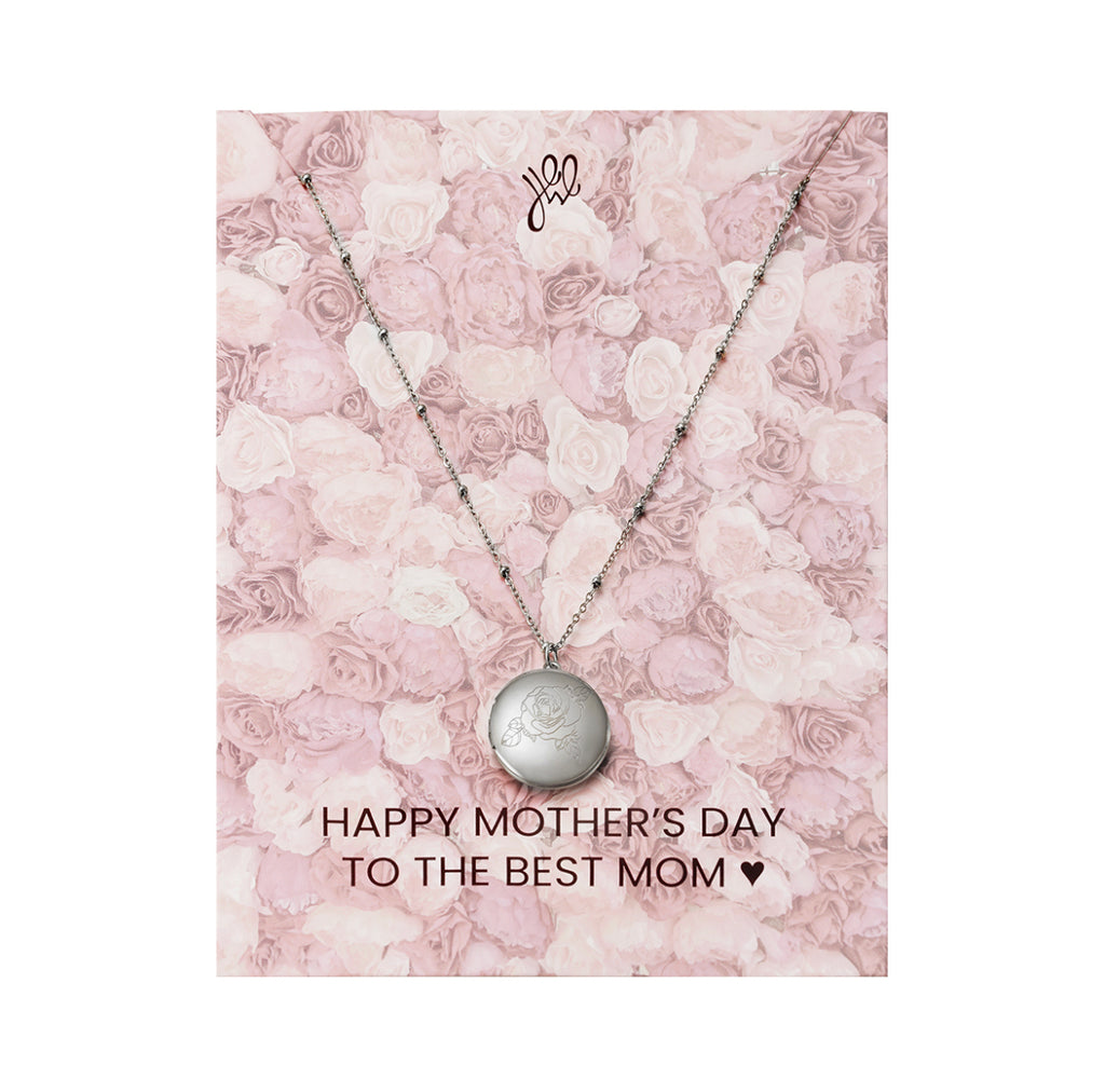 Mothers Day Necklace Round Silver